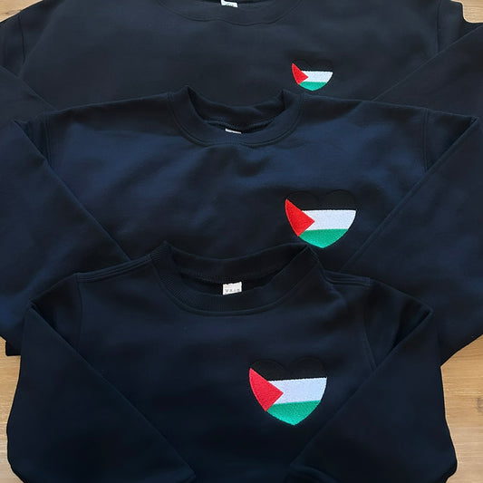 Palestine Heart Embroidered Crewneck